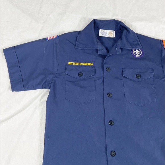 Boys Scouts Of America Youth Blue Short Sleeve Button Up Shirt M - Picture 3 of 10